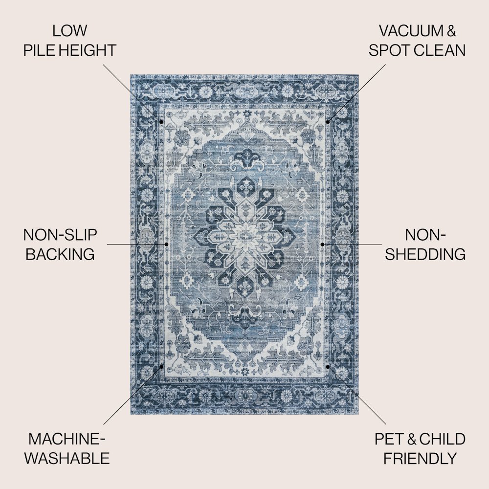 Asa Ornate Medallion Machine-Washable Area Rug