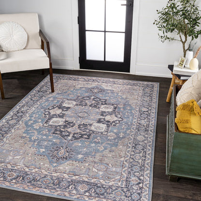 Maris Ornate Medallion Machine-Washable Area Rug