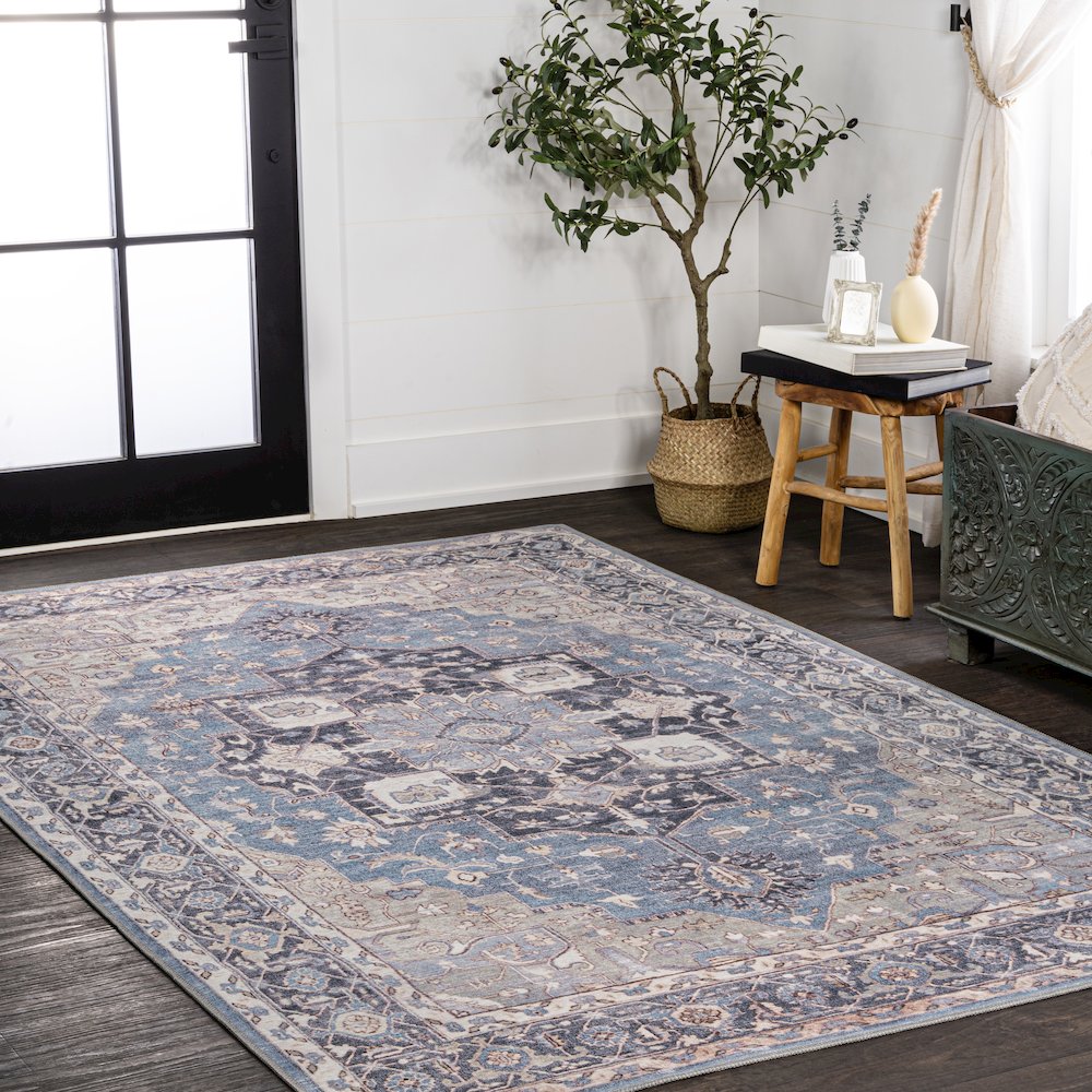 Maris Ornate Medallion Machine-Washable Area Rug