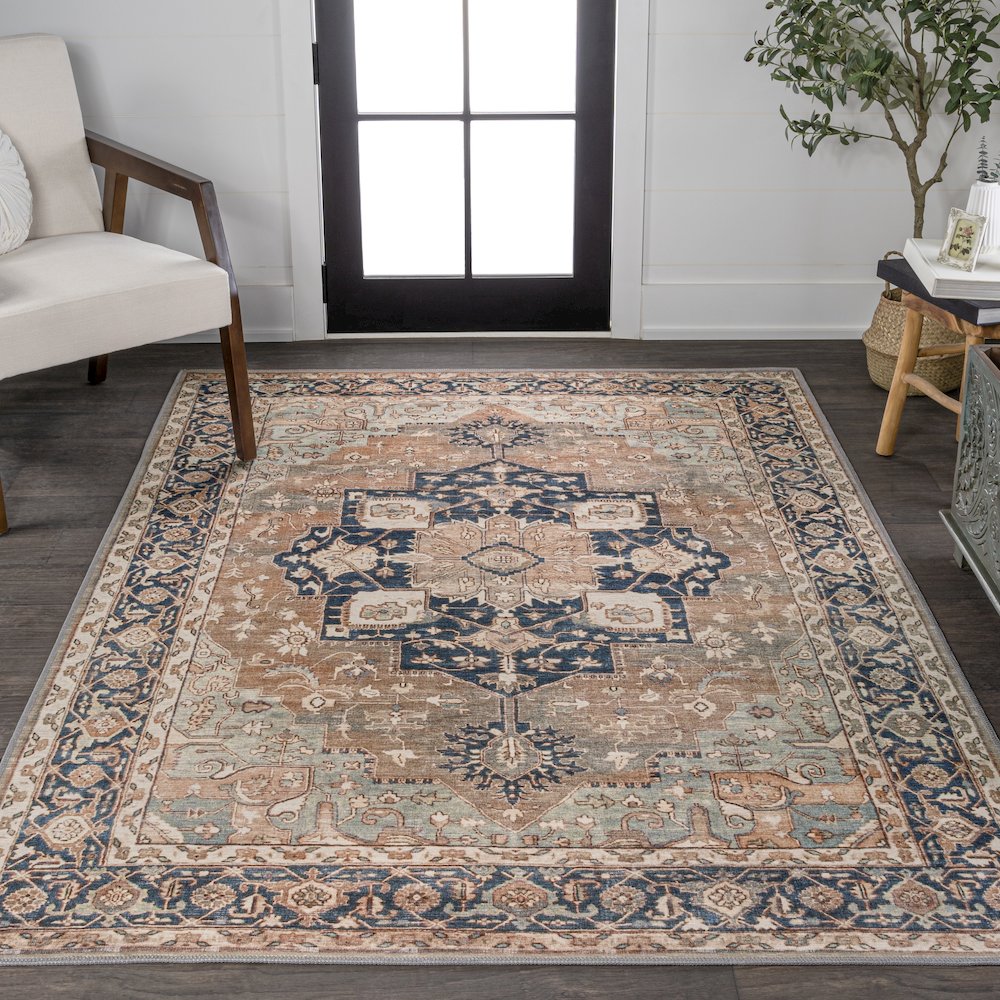 Maris Ornate Medallion Machine-Washable Area Rug
