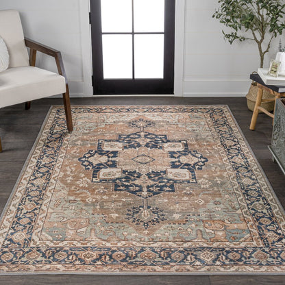 Maris Ornate Medallion Machine-Washable Area Rug