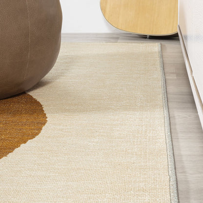 Cirkel Minimalist Geometric Dot Machine Washable Area Rug