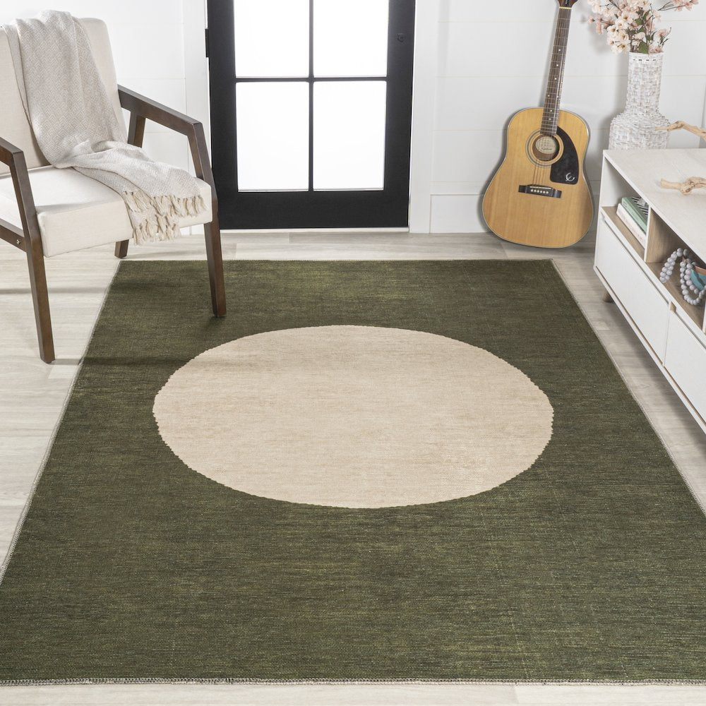 Cirkel Minimalist Geometric Dot Machine Washable Area Rug