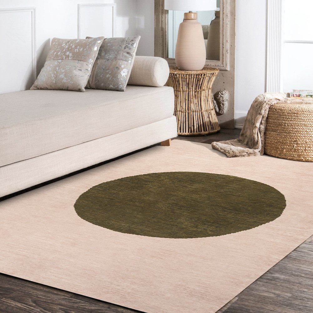 Cirkel Minimalist Geometric Dot Machine Washable Area Rug