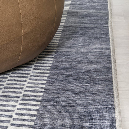 Vichy Geometric Striped Machine-Washable Area Rug