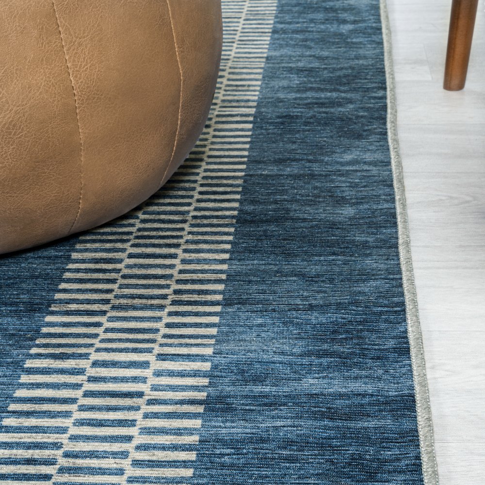 Vichy Geometric Striped Machine-Washable Area Rug
