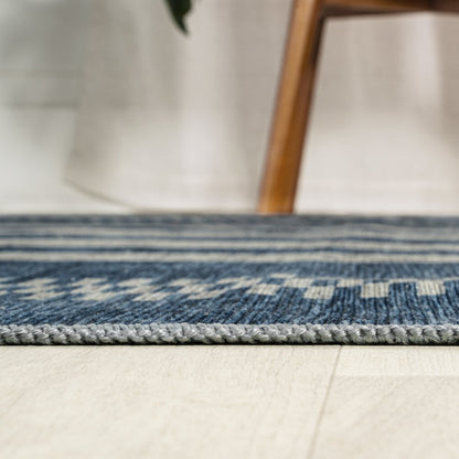 Vichy Geometric Striped Machine-Washable Area Rug