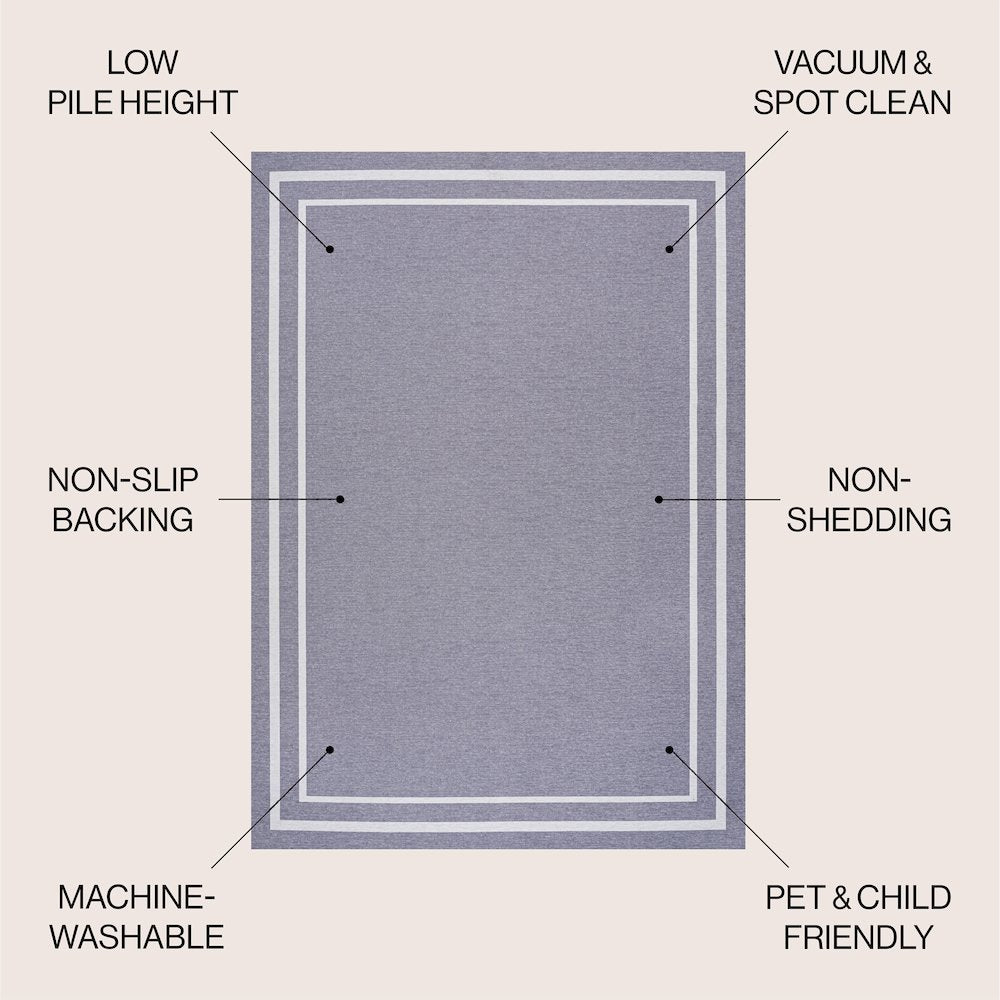 Sloane Classic 2-Stripe Border Washable Area Rug