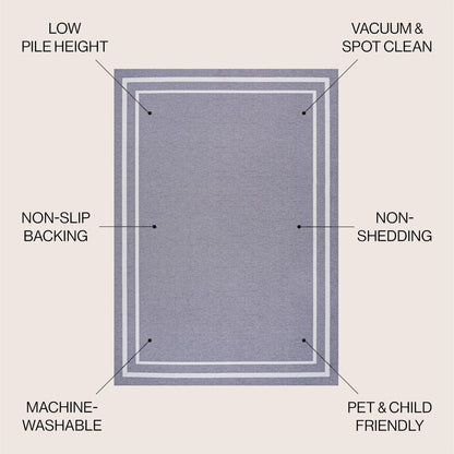 Sloane Classic 2-Stripe Border Washable Area Rug