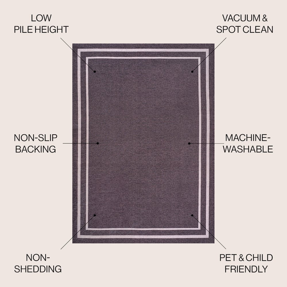Sloane Classic 2-Stripe Border Washable Area Rug