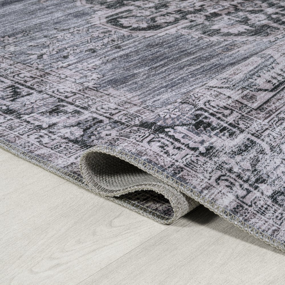 Wincer Chenille Cottage Medallion Machine-Washable Area Rug
