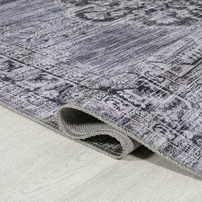 Wincer Chenille Cottage Medallion Machine-Washable Area Rug