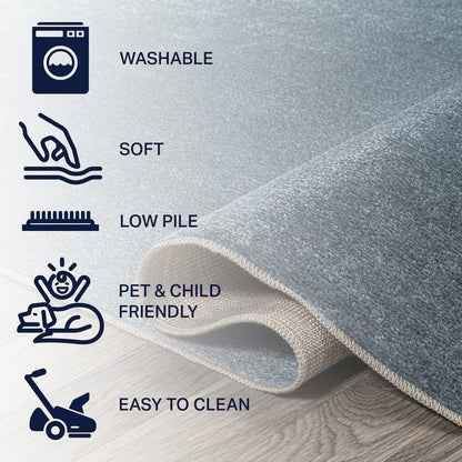Twyla Classic Solid Low-Pile Machine-Washable Area Rug