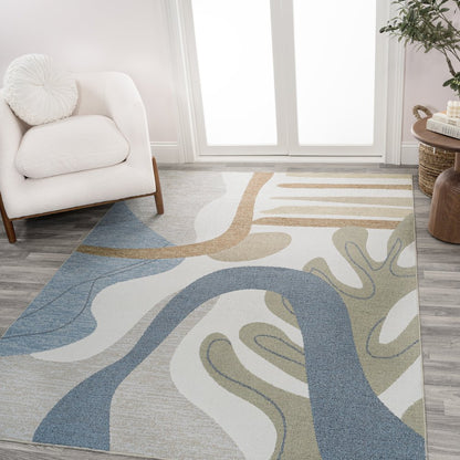 Algae Abstract Glam Botanical Machine-Washable Area Rug