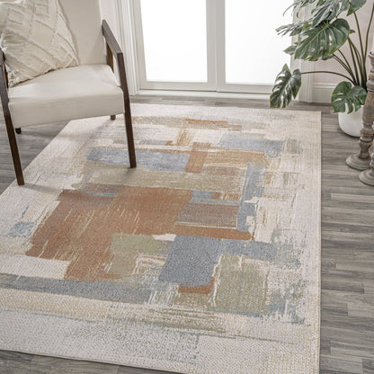 Weaver Abstract Coastal Watercolor Machine-Washable Area Rug