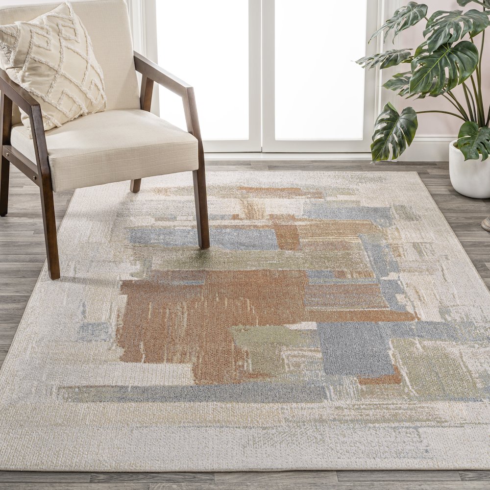 Weaver Abstract Coastal Watercolor Machine-Washable Area Rug