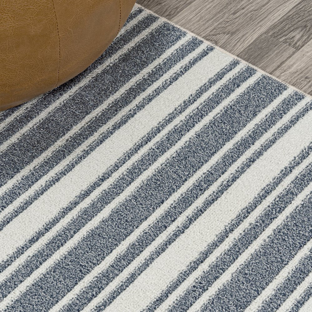 Fawning Two-Tone Striped Classic Low-Pile Machine-Washable Area Rug