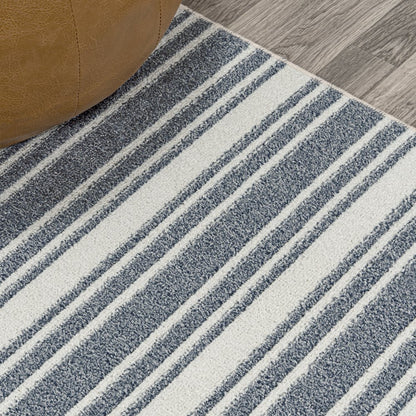 Fawning Two-Tone Striped Classic Low-Pile Machine-Washable Area Rug