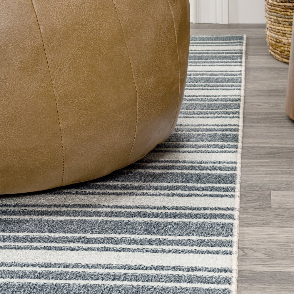 Fawning Two-Tone Striped Classic Low-Pile Machine-Washable Area Rug