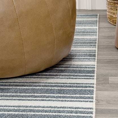 Fawning Two-Tone Striped Classic Low-Pile Machine-Washable Area Rug