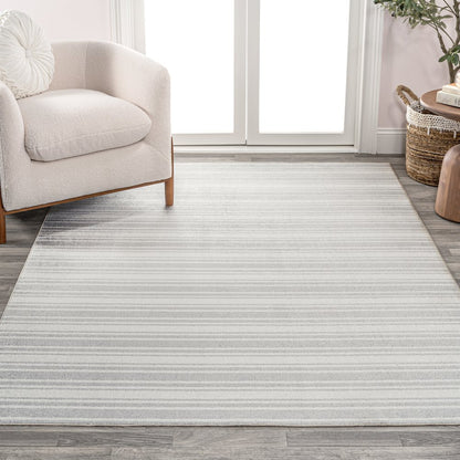 Fawning Two-Tone Striped Classic Low-Pile Machine-Washable Area Rug