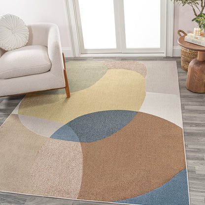 Pebble Geometric Contemporary Machine-Washable Area Rug