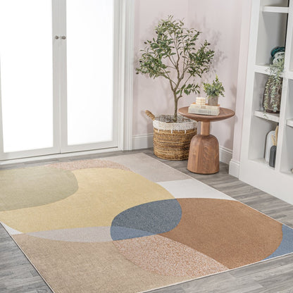 Pebble Geometric Contemporary Machine-Washable Area Rug