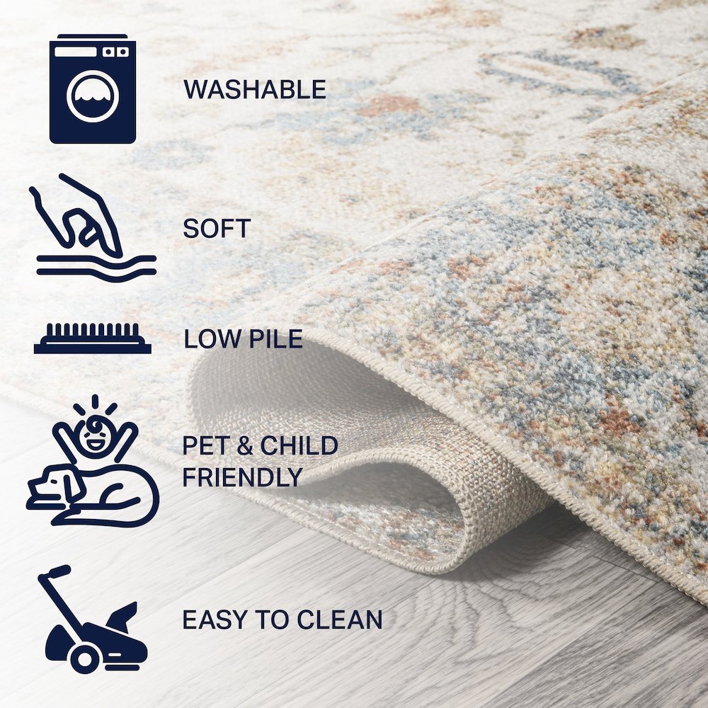 Hiero Persian Border Low-Pile Machine-Washable Area Rug