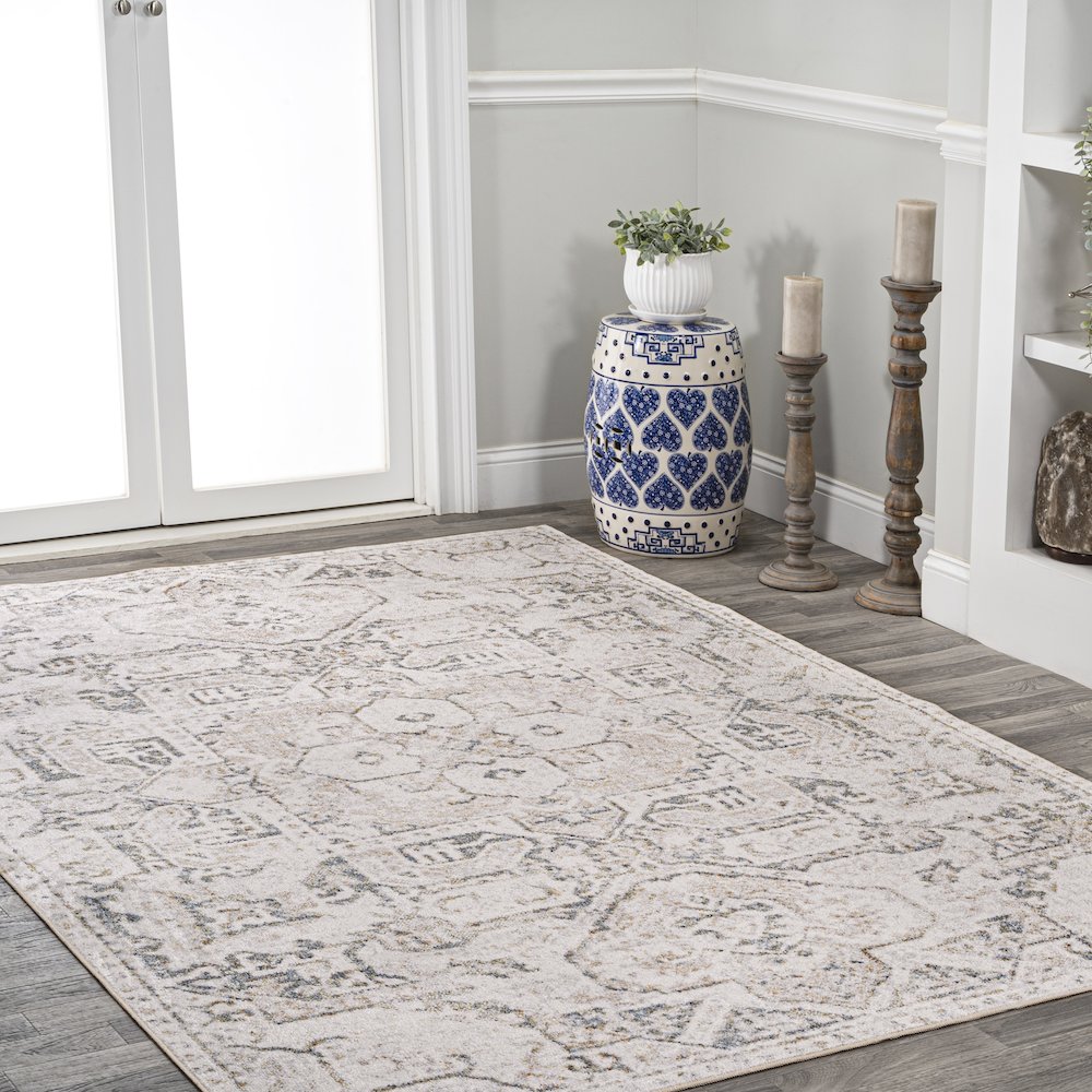 Edith Distressed Medallion Low-Pile Machine-Washable Area Rug