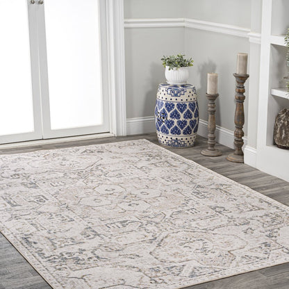 Edith Distressed Medallion Low-Pile Machine-Washable Area Rug