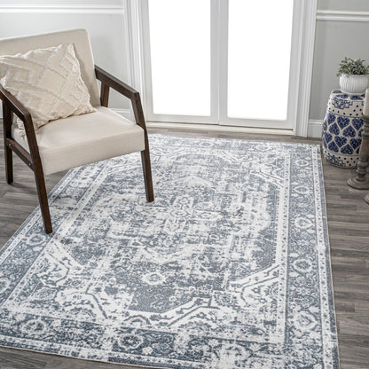 Edith Distressed Medallion Low-Pile Machine-Washable Area Rug