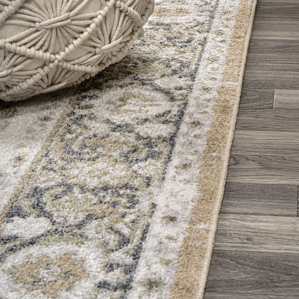 Edith Distressed Medallion Low-Pile Machine-Washable Area Rug