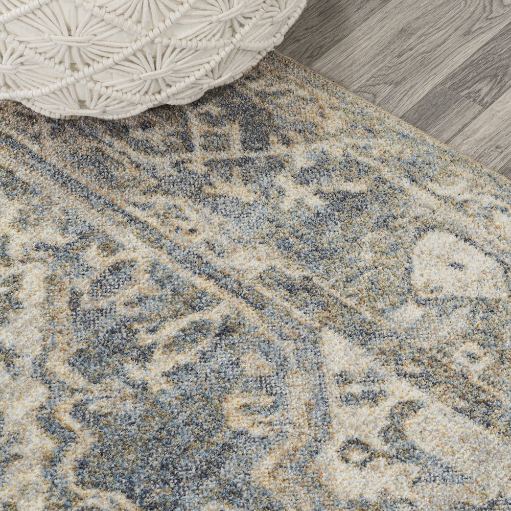 Pavel Distressed Medallion Low-Pile Machine-Washable Area Rug
