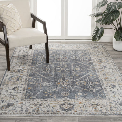 Brandy Rustic Border Low-Pile Machine-Washable Area Rug