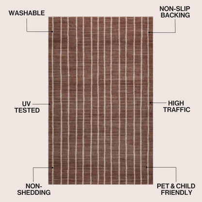 Orton Distressed Ticking Stripe Non-Slip Machine-Washable Indoor Area Rug