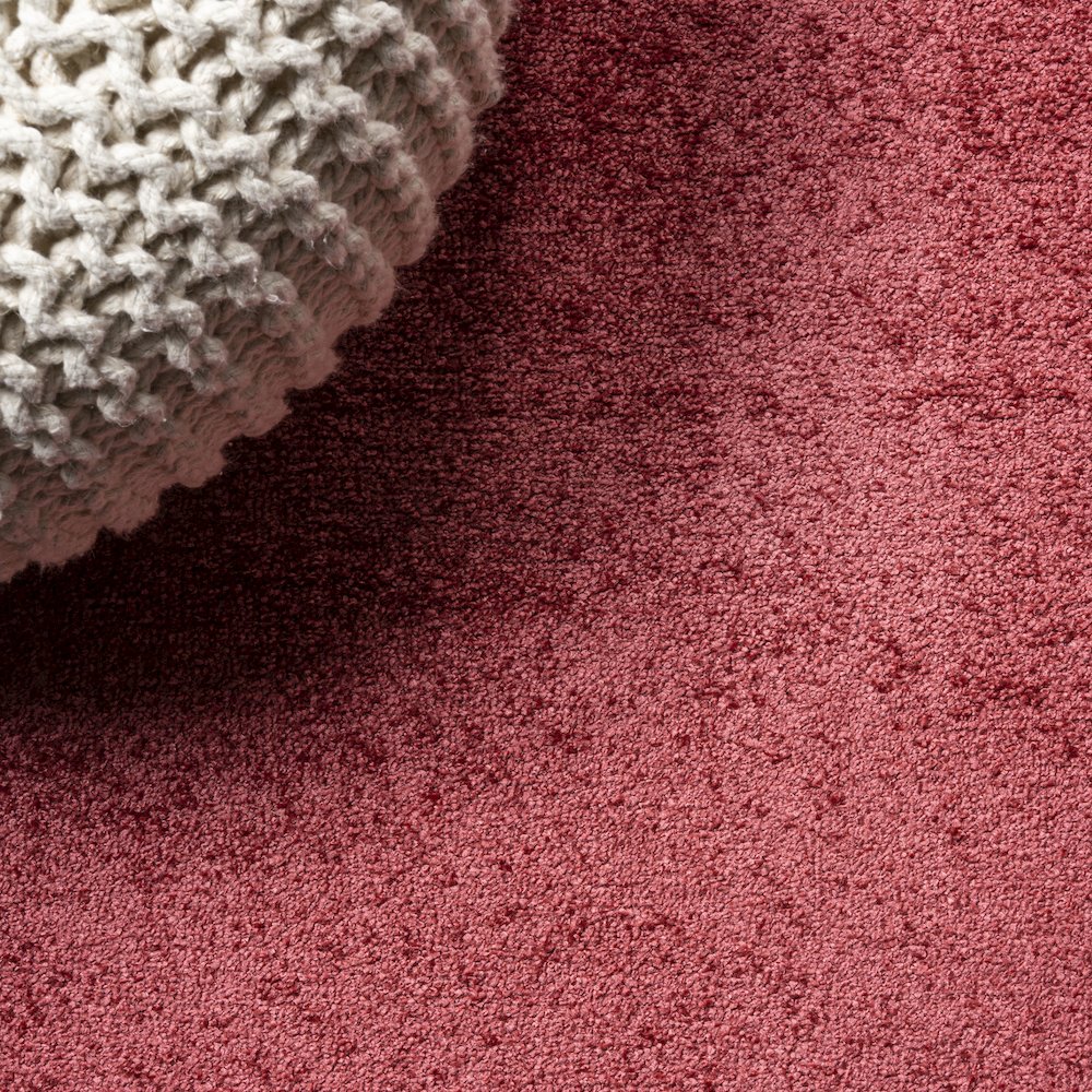 Haze Solid Low Pile Area Rug Red