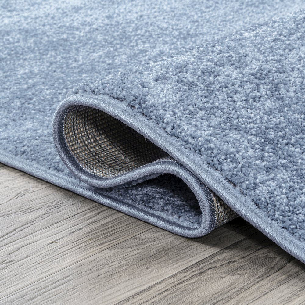 Haze Solid Low Pile Area Rug Classic Blue