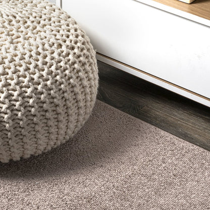 Haze Solid Low Pile Area Rug Brown