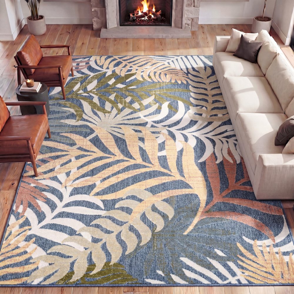 Tropics Palm Leaves Indoor/Outdoor Area Rug