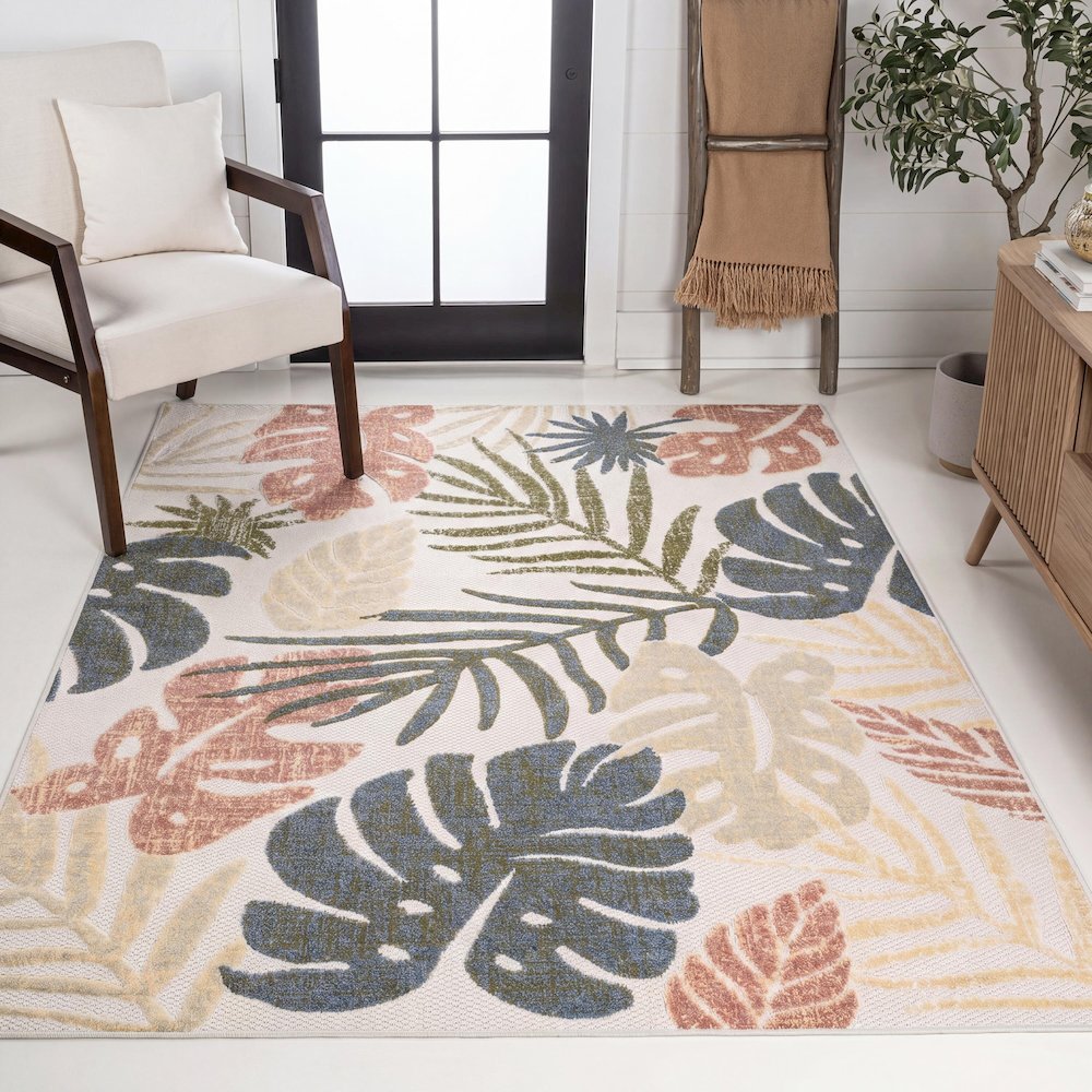 Monstera Tropical Leaf High-Low Indoor/Outdoor Area Rug