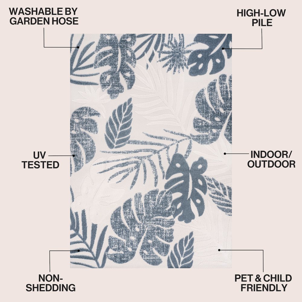 Monstera Tropical Leaf High-Low Indoor/Outdoor Area Rug
