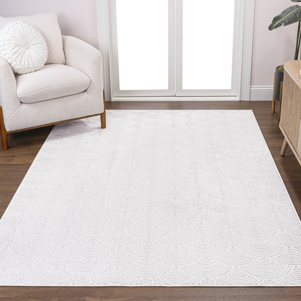 Porter Geometric Art Deco Fan Pattern High-Low Area Rug