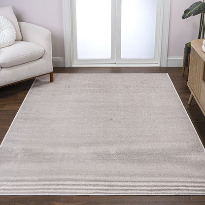 Cole Modern Minimalist Pinstripe High-Low Area Rug