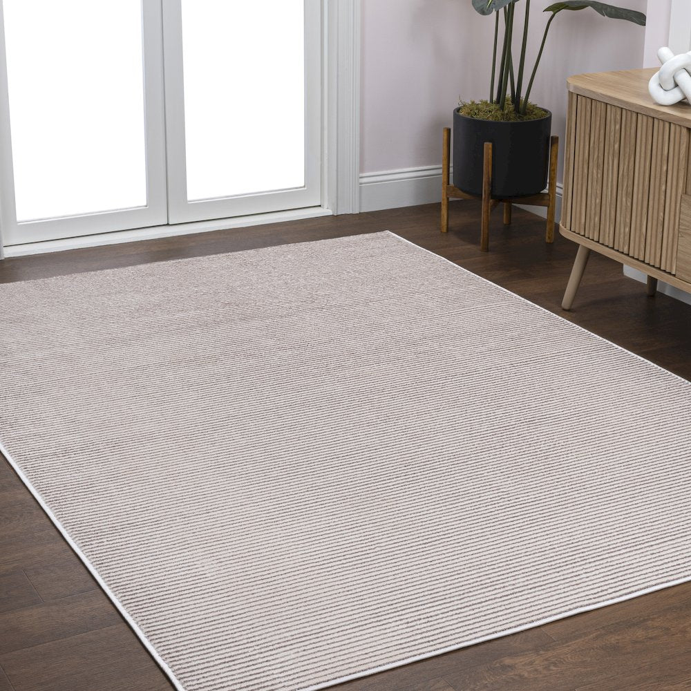 Cole Modern Minimalist Pinstripe High-Low Area Rug