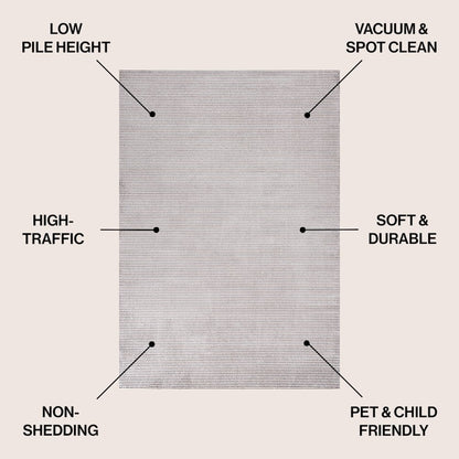 Cole Modern Minimalist Pinstripe High-Low Area Rug