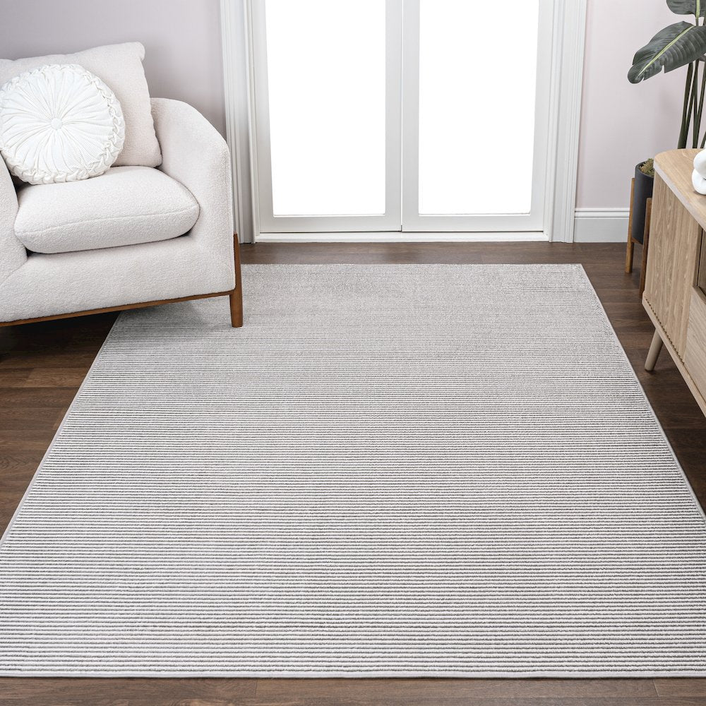Cole Modern Minimalist Pinstripe High-Low Area Rug