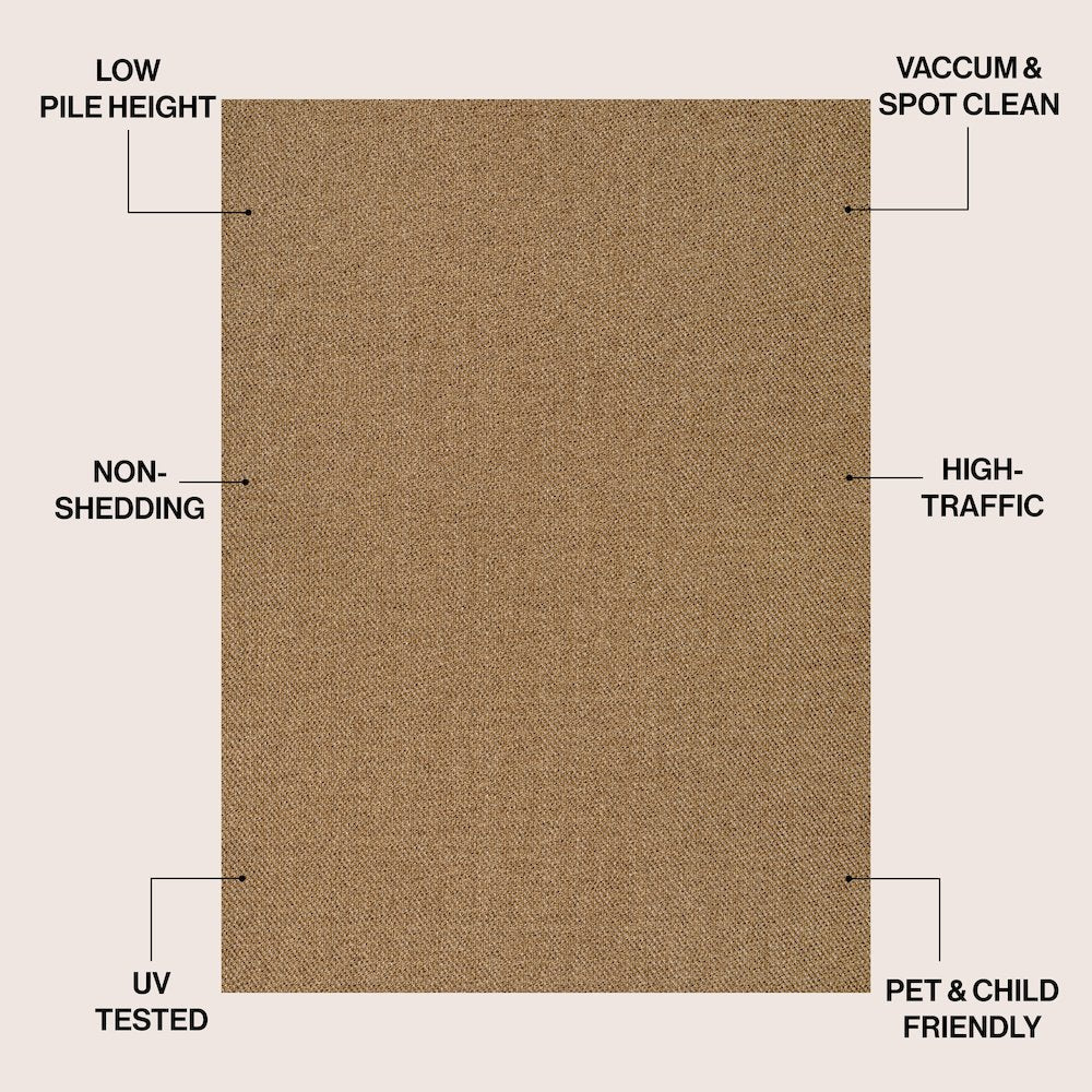 Solana Easy Jute Rustic Solid Color Natural Indoor/Outdoor Area