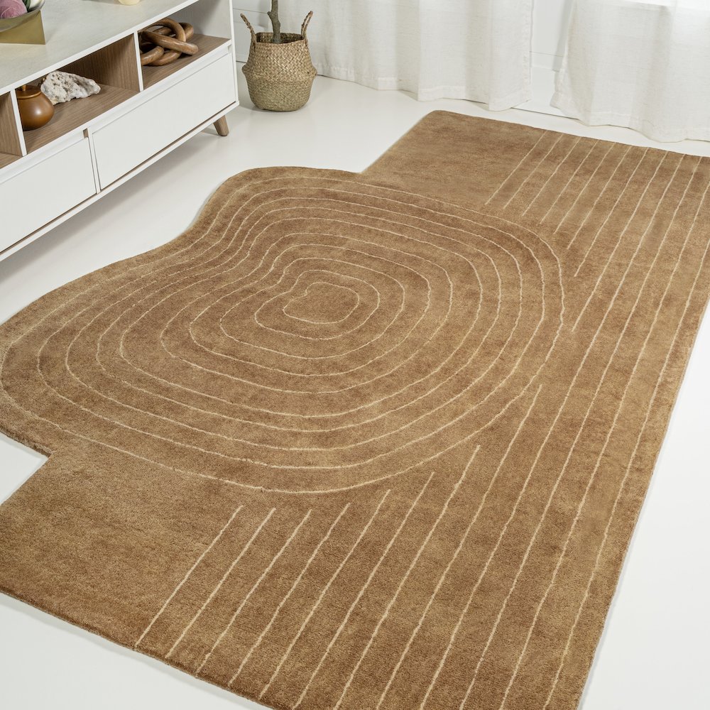 Retro Bohemian Abstract Striped Handwoven Wool Area Rug