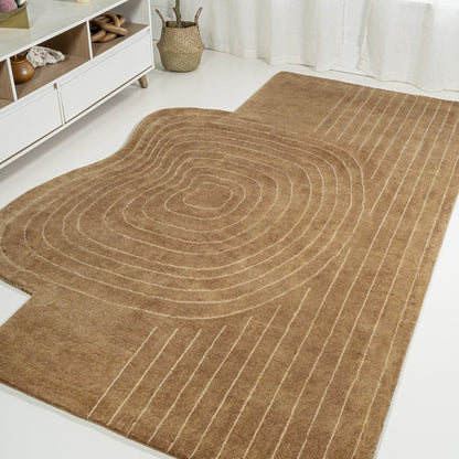 Retro Bohemian Abstract Striped Handwoven Wool Area Rug