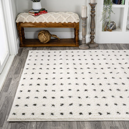 Pele Modern Geometric Dot Shag Area Rug